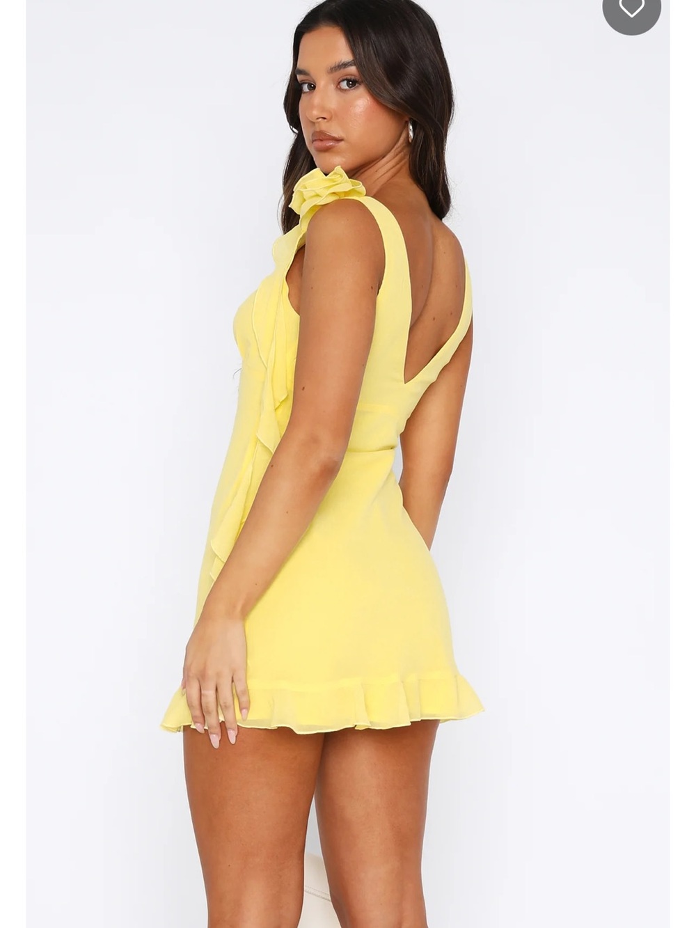 Wildfox Yellow One-Shoulder Ruffle Mini Dress - Picture 4 of 8